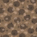 Pink dots and gray flowers on a dark brown and light brown background